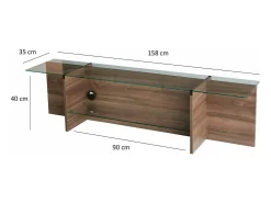Suporte de TV Dlinett, CredenzA sala de estar, armário de TV baixo, base de parede equipada, 158x35h40 cm, nogueira*Dmora Online