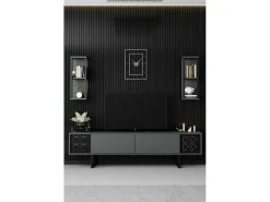 Sale Suporte de TV Dmiggian, Aparador de sala, Armário de TV baixo, Base de parede equipada, 180x30h48 cm, Antracite e Móvel De Tv