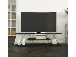 Suporte de TV Dmustaph, Aparador de sala, Armário de TV baixo, Base de parede equipada, 120x30h33 cm, Antracite e Cinza*Dmora
