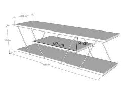 Suporte de TV Dmustaph, CRedenza de sala de estar, armário baixo para TV, base de parede equipada, 120x30h33 cm, preto e nogueira*Dmora Best