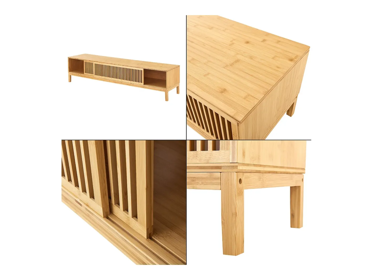 Suporte de TV em bambu 160 x 40 x 38 cm cor natural 03_0007873*Helloshop26 Discount