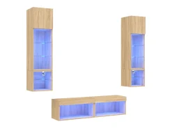 Suporte de TV multimídia prateleira de TV buffet de TV sala de jantar sala de estar quarto com LED 6 peças carvalho Sonoma madeira projetada marrom 02_0029458*Helloshop26 Outlet