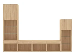 Suporte de TV multimídia prateleira de TV buffet de TV sala de jantar sala de estar quarto com LED 4 peças carvalho Sonoma madeira projetada marrom 02_0029363*Helloshop26 Best