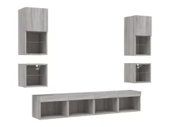 Suporte de TV multimídia prateleira de TV buffet de TV sala de jantar sala de estar quarto com LED 8 peças Sonoma Engineered Wood cinza 02_0029484*Helloshop26 Online
