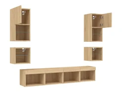 Suporte de TV multimídia prateleira de TV buffet de TV sala de jantar sala de estar quarto com LED 8 peças carvalho Sonoma madeira projetada marrom 02_0029481^Helloshop26