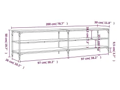 Suporte de TV multimídia prateleira de TV buffet de TV sala de jantar sala de estar quarto sonoma 200 x 30 x 50 cm madeira projetada e metal cinza 02_0028436^Helloshop26 Hot