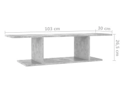 Suporte de TV multimídia prateleira de TV aparador de TV montado na parede adequado para sala de jantar sala de estar quarto 103 x 30 x 26,5 cm cinza 02_0027746^Helloshop26 New