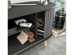 Suporte de TV móvel Desteve, Aparador de soDia a dia, Armário baixo para TV, Base de parede equipada, 140x43h64 cm, e Antracite*Dmora Best