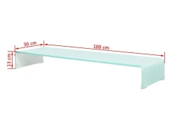 Suporte de TV/aparador/monitor de design prático para TV de vidro branco de 100 cm 2502222^Helloshop26 Hot