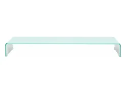 Suporte de TV/aparador/monitor de design prático para TV de vidro branco de 100 cm 2502222^Helloshop26 Hot