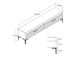 Suporte de TVDkumbull, Aparador de sala, Armário de TV baixo, Base de parede equipada, 47x35h180 cm, Noz e Branco^Dmora Sale