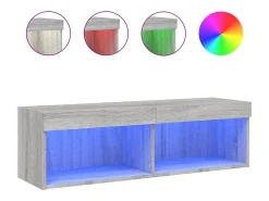 Suporte multimídia para TV prateleira para TV aparador armário para TV sala de jantar sala de estar quarto com luzes LED Sonoma 100 x 30 x 30 cm cinza 02_0026794*Helloshop26 Discount