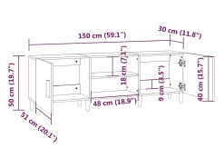 Suporte multimídia para TV prateleira para TV aparador armário para TV sala de jantar sala de estar quarto 150 x 30 x 50 cm madeira engenheirada preta 02_0026003^Helloshop26 Best