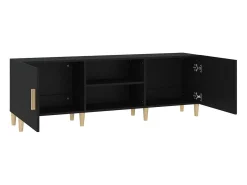 Suporte multimídia para TV prateleira para TV aparador armário para TV sala de jantar sala de estar quarto 150 x 30 x 50 cm madeira engenheirada preta 02_0026003^Helloshop26 Best