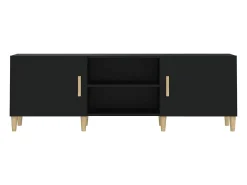 Suporte multimídia para TV prateleira para TV aparador armário para TV sala de jantar sala de estar quarto 150 x 30 x 50 cm madeira engenheirada preta 02_0026003^Helloshop26 Best