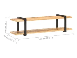 Suporte multimídia para TV prateleira para TV armário para TV sala de jantar sala de estar quarto 160 x 40 x 40 cm madeira maciça de manga marrom natural 02_0026073^Helloshop26 Hot
