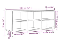 Suporte multimídia para TV prateleira para TV aparador armário para TV sala de jantar sala de estar quarto 103,5 x 30 x 50 cm madeira engenheirada branca 02_0025641 Móvel De Tv
