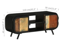 Suporte multimídia para TV prateleira para TV armário para TV sala de jantar sala de estar quarto 110 x 30 x 45 cm madeira maciça reciclada marrom 02_0025745^Helloshop26