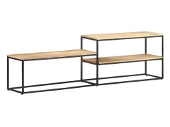 Suporte multimídia para TV prateleira para TV aparador para TV sala de jantar sala de estar quarto 180 x 30 x 50 cm madeira de mangueira marrom natural 02_0026089*Helloshop26 Discount