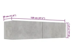 Suporte multimídia para TV prateleira para TV armário para TV sala de jantar sala de estar quarto 120 x 30 x 30 cm madeira engenheirada cinza concreto 02_0025806^Helloshop26 Online