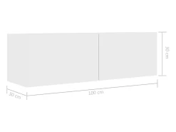 Suporte multimídia para TV prateleira para TV aparador para TV para sala de jantar sala de estar quarto 100 x 30 x 30 cm madeira engenheirada branca 02_0025432^Helloshop26 Online