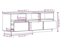 Suporte multimídia para TV estante para TV aparador armário para TV sala de jantar sala de estar quarto 140 x 37 x 50 cm madeira maciça de pinho 02_0025929^Helloshop26 Best