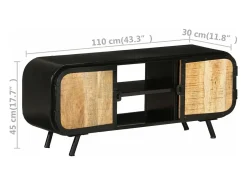 Suporte multimídia para TV prateleira para TV armário para TV sala de jantar sala de estar quarto 110 x 30 x 45 cm madeira de mangueira marrom natural 02_0025742*Helloshop26 New