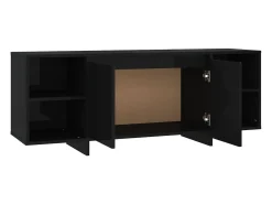 Clearance Suporte multimídia para TV prateleira para TV aparador para TV sala de jantar sala de estar quarto 130 x 35 x 50 cm madeira engenheirada preta 02_0025894 Móvel De Tv