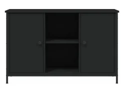 Suporte multimídia para TV prateleira para TV aparador para TV sala de jantar sala de estar quarto 100 x 35 x 65 cm madeira engenheirada preta 02_0025521*Helloshop26 Online