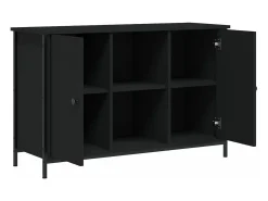 Suporte multimídia para TV prateleira para TV aparador para TV sala de jantar sala de estar quarto 100 x 35 x 65 cm madeira engenheirada preta 02_0025521*Helloshop26 Online