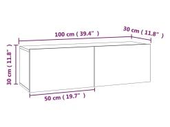 Suporte multimídia para TV prateleira para TV aparador para TV sala de jantar sala de estar quarto 100 x 30 x 30 cm madeira industrializada cinza 02_0025433 Móvel De Tv