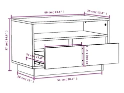Suporte multimídia para TV prateleira para TV aparador armário para TV sala de jantar sala de estar quarto 60 x 35 x 37 cm madeira maciça de pinho 02_0026139^Helloshop26 Online