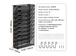Suporte Mural SucceBuy File Wall Shelf Mesh Wall File Holder 1 Peça 10 Bolsas para Escritório e Escola* Sale