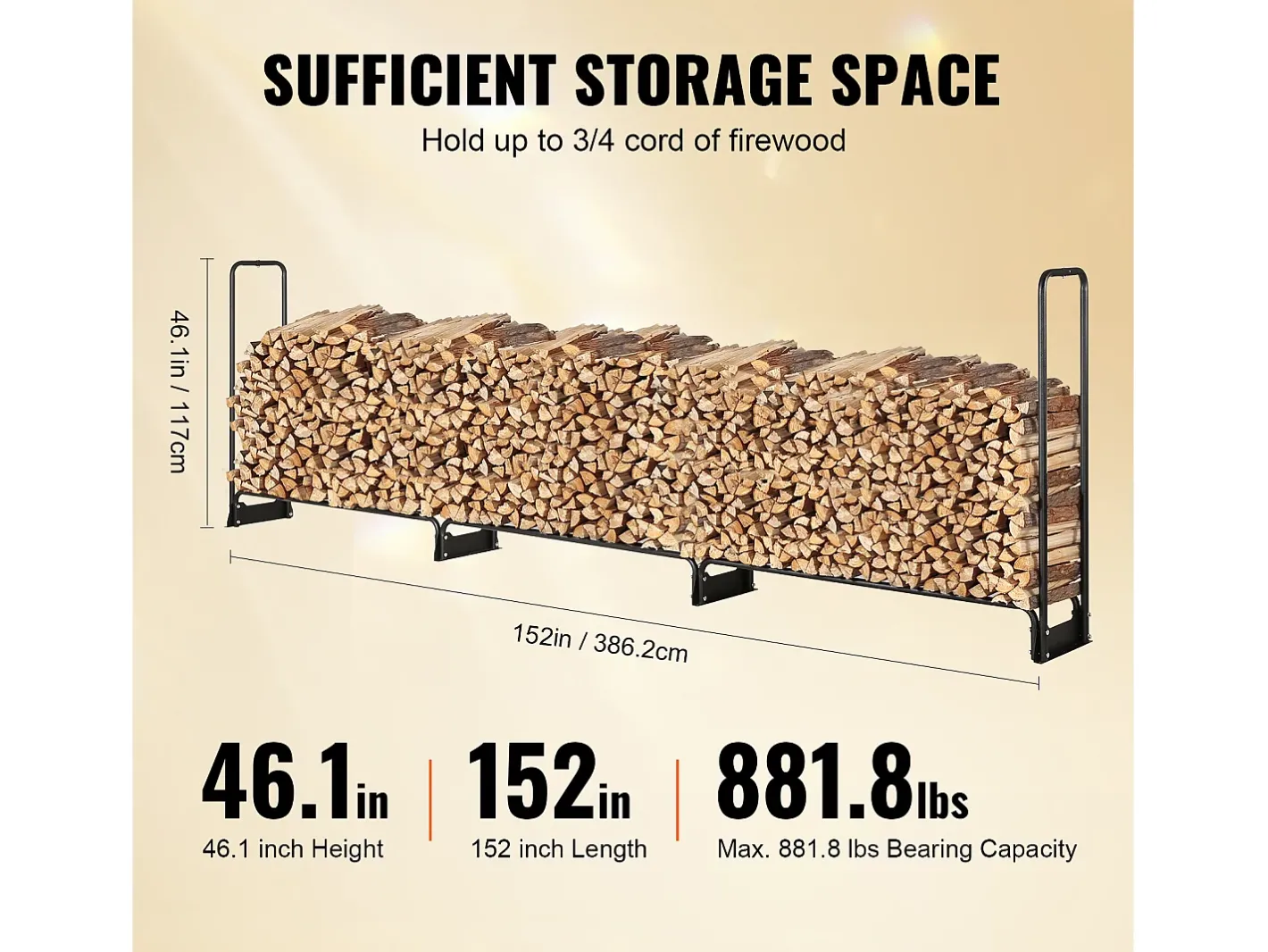 Suporte para Lenha Exterior de 12,7 Pés com Tampa SucceBuy, Suporte para Lenha 152" x 14,2" x 46,1" (Suporte para Lenha Exterior com Tampa)^ Discount
