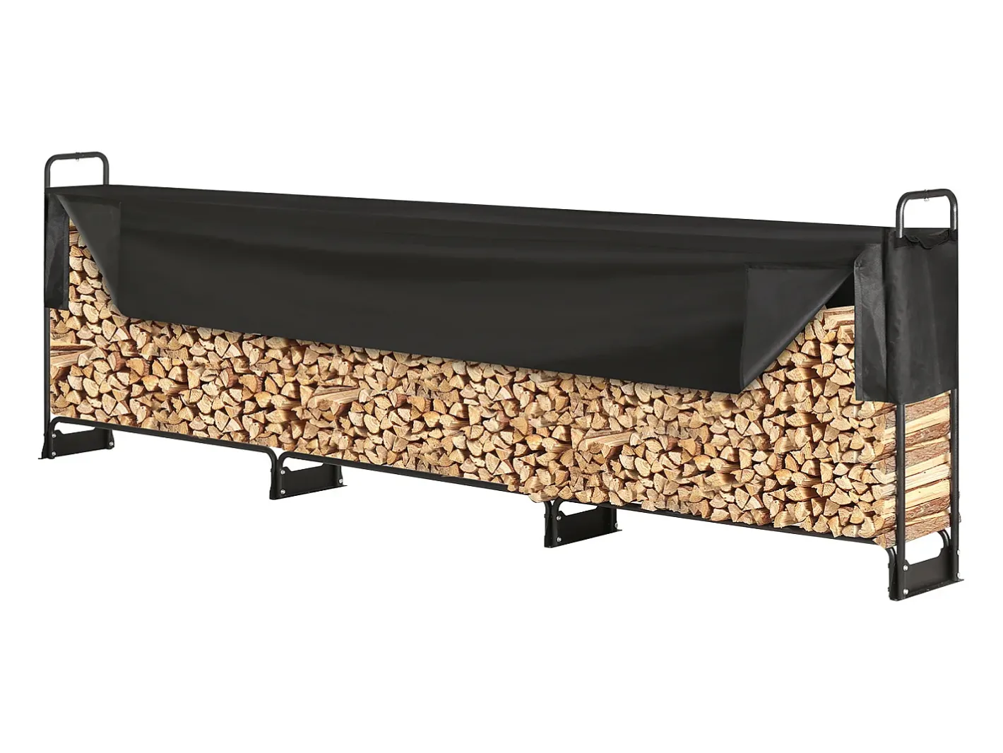 Suporte para Lenha Exterior de 12,7 Pés com Tampa SucceBuy, Suporte para Lenha 152" x 14,2" x 46,1" (Suporte para Lenha Exterior com Tampa)^ Discount