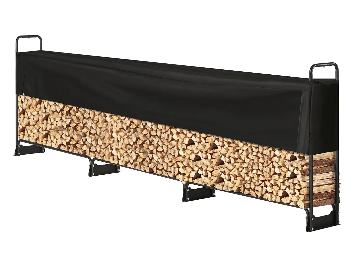 Suporte para Lenha Exterior de 12,7 Pés com Tampa SucceBuy, Suporte para Lenha 152" x 14,2" x 46,1" (Suporte para Lenha Exterior com Tampa)^ Discount