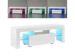 Best Suporte para TV com iluminação LED multicolorida banco de design com prateleiras 130 cm 03_0005859 Móvel De Tv