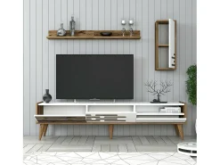 Suporte para TV Dbrunozz, CreDenza de sala, Armário baixo para TV, Base de parede equipada, 180x45h35 cm, e Nogueira*Dmora Outlet