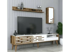 Suporte para TV Dbrunozz, CreDenza de sala, Armário baixo para TV, Base de parede equipada, 180x45h35 cm, e Nogueira*Dmora Outlet