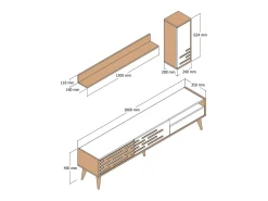 Suporte para TV Dbrunozz, CreDenza de sala, Armário baixo para TV, Base de parede equipada, 180x45h35 cm, e Nogueira*Dmora Outlet
