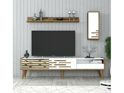 Suporte para TV Dbrunozz, CreDenza de sala, Armário baixo para TV, Base de parede equipada, 180x45h35 cm, e Nogueira*Dmora Outlet
