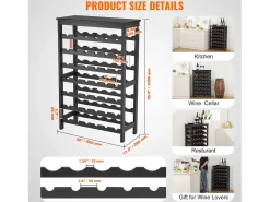 Acessórios De Arrumação|Acessório Vinho E Bar*Suporte para Vinhos, SucceBuy Suporte Modular em Bambu para 42 Garrafas, 7 Níveis, com Prateleira de Mesa para Exposição