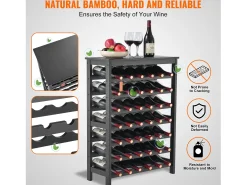 Acessórios De Arrumação|Acessório Vinho E Bar*Suporte para Vinhos, SucceBuy Suporte Modular em Bambu para 42 Garrafas, 7 Níveis, com Prateleira de Mesa para Exposição