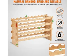 Acessórios De Arrumação|Acessório Vinho E Bar*Suporte para Vinhos, SucceBuy Suporte para Vinhos Empilhável de 4 Níveis para 36 Garrafas, Prateleira de Madeira de Bambú Natural