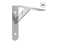 Prateleira*Suportes prateleira 4pcs 20x2,5x14 cm aço inoxidável PT899180 Prateado