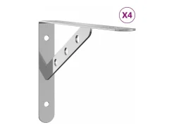 vidaxl Prateleira*Suportes prateleira 4pcs 23,5x2,5x15,5 cm aço inoxidável prata Prateado