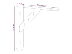vidaxl Prateleira*Suportes prateleira 4pcs 23,5x2,5x15,5 cm aço inoxidável prata Prateado