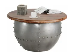 Loft24 Mesa De Centro*Swaran | Mesa de café 75 cm em madeira de manga castanha Metal Castanho