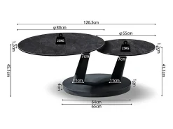 Table baixa VIRELLO – Mesa de centro redonda Ø80 cm – Pedra natural cinza escura & metal – Design contemporâneo e robusto^Meublorama Sale