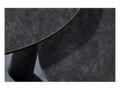 Table baixa VIRELLO – Mesa de centro redonda Ø80 cm – Pedra natural cinza escura & metal – Design contemporâneo e robusto^Meublorama Sale